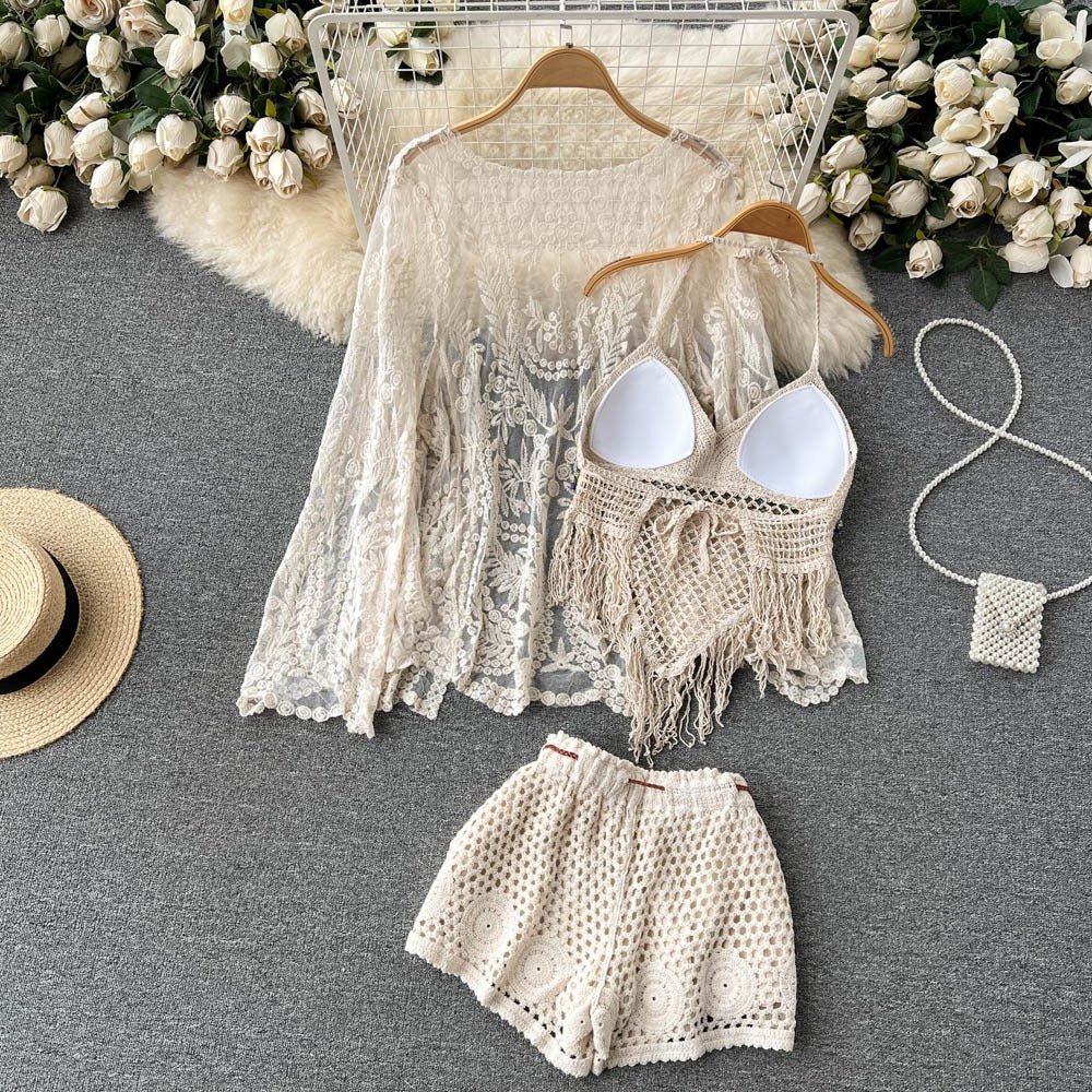 Three Piece Crochet Beach Set By Sinderella