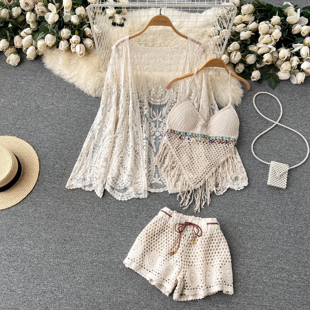 Three Piece Crochet Beach Set By Sinderella