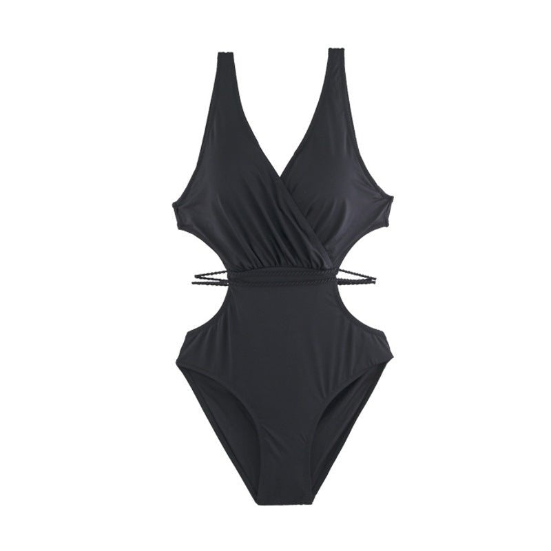 Black Cutout Waist Enhancing Monokini By Sinderella