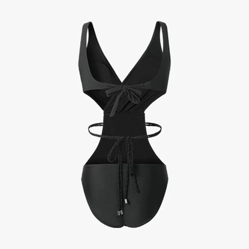 Black Cutout Waist Enhancing Monokini By Sinderella