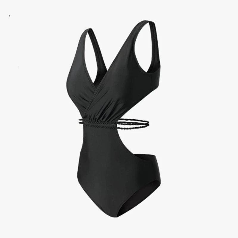 Black Cutout Waist Enhancing Monokini By Sinderella