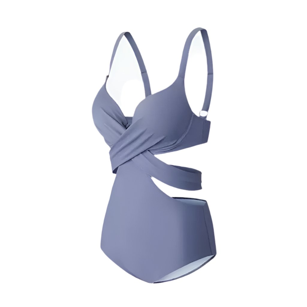 Blue Cutout Back Tie Monokini Swimwear By Sinderella