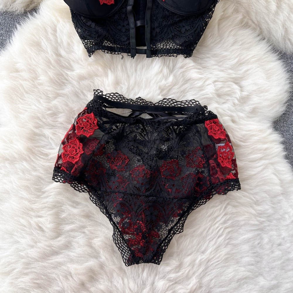 Crimson Bloom Lingerie Set