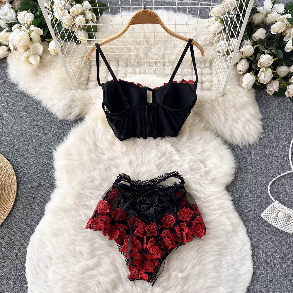 Crimson Bloom Lingerie Set