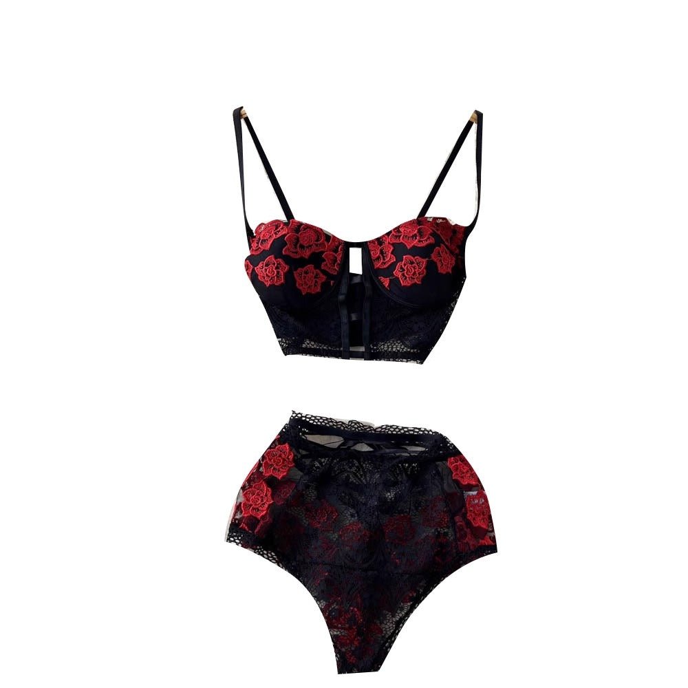 Crimson Bloom Lingerie Set