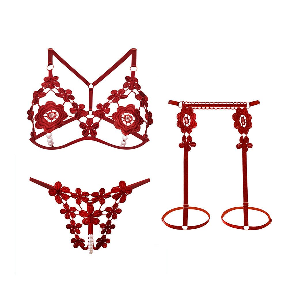 Ruby Blossom Garter Lingerie