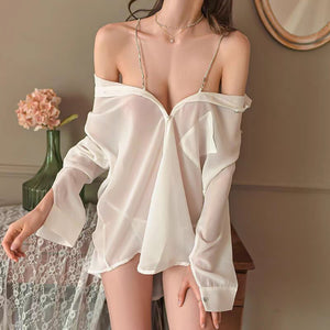 Cloud Nine Boyfriend Shirt Style Off-Shoulder Lingerie