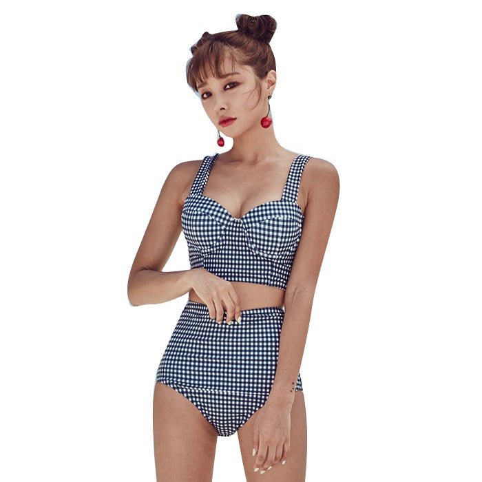 Jrem Two Piece Padded Plaid Piece High Waist Bikini Swim Suit Set