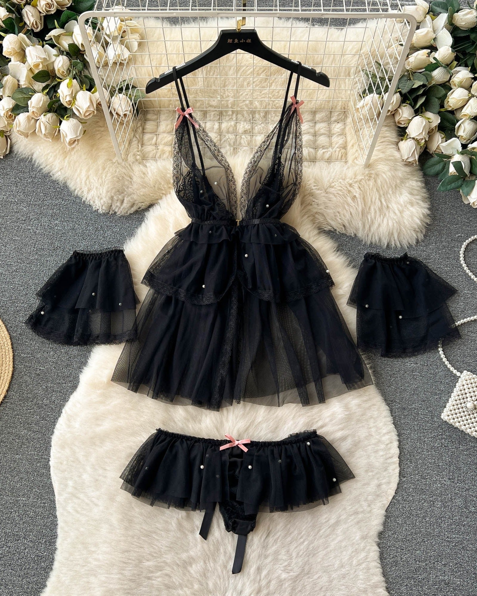 Serene Elegance Lace and Mesh Lingerie