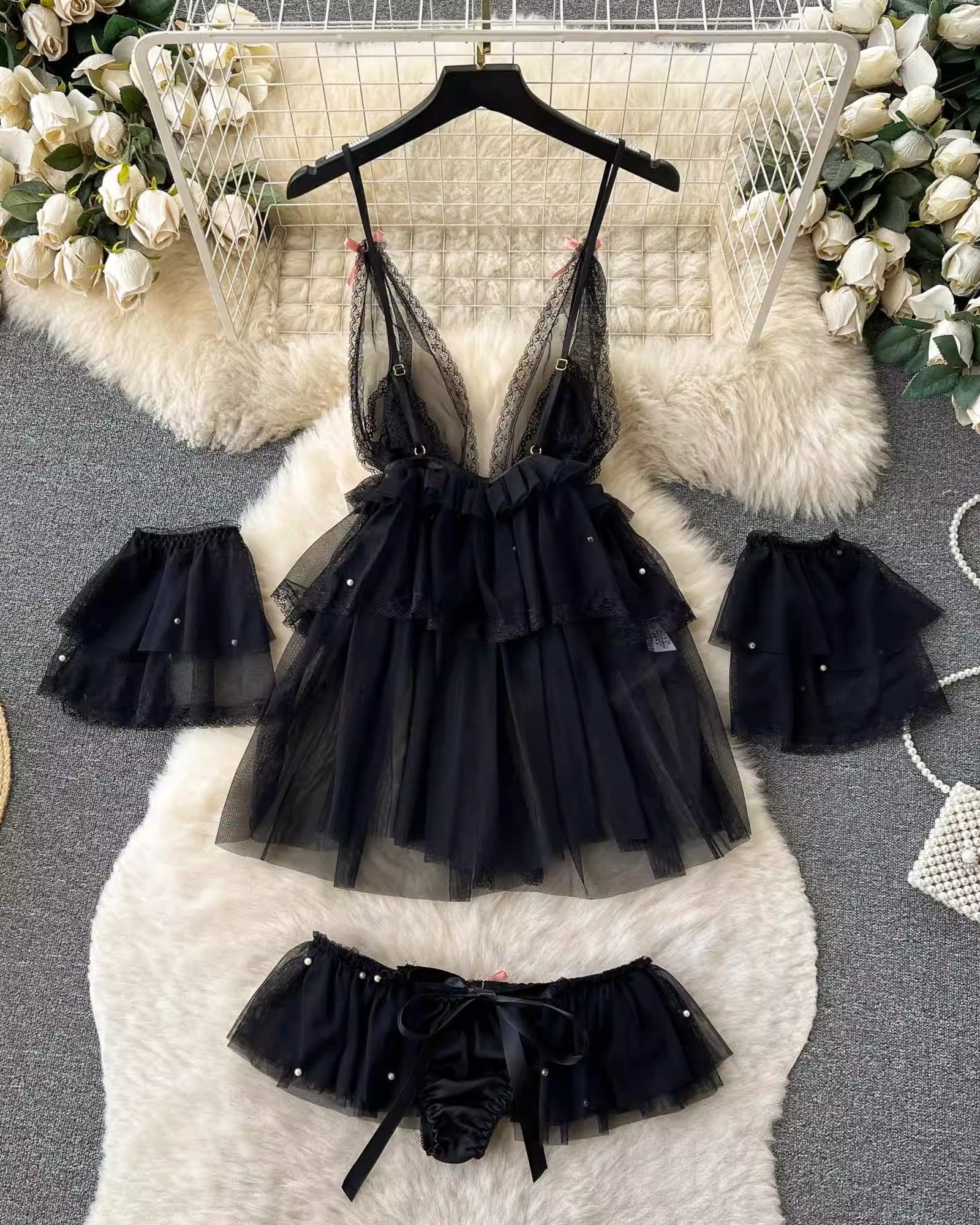 Serene Elegance Lace and Mesh Lingerie
