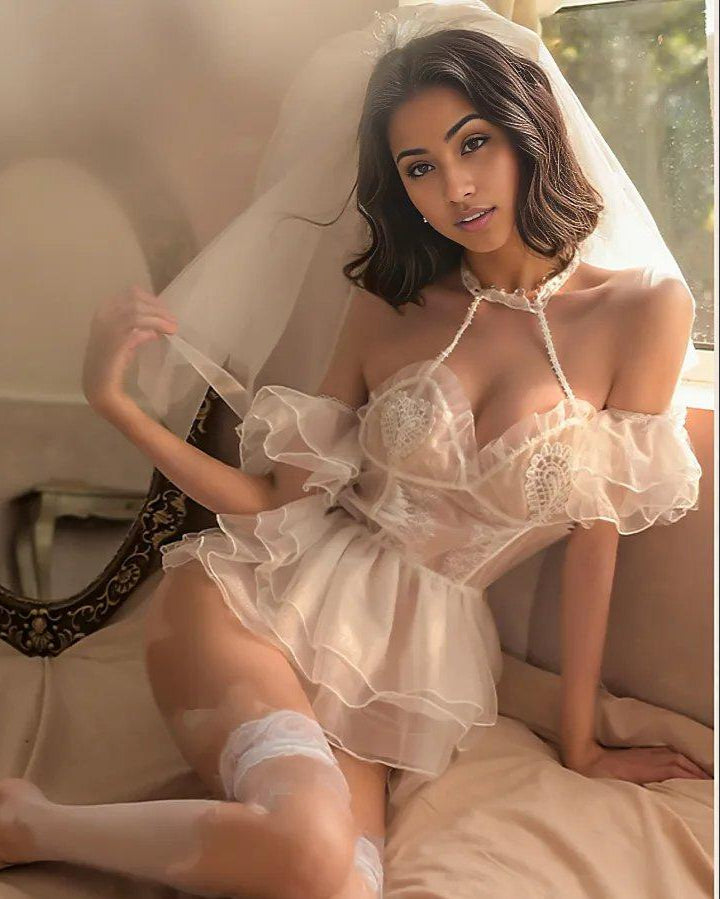 Vows of Lace Bridal Babydoll Lingerie Set