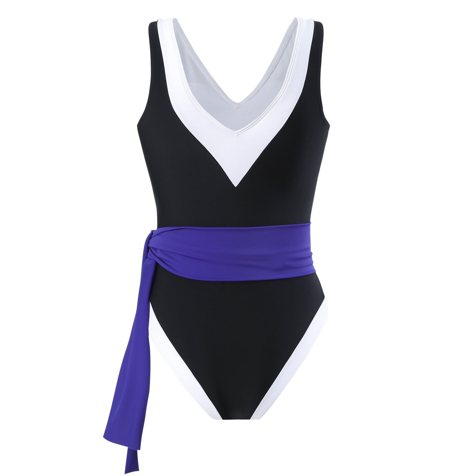 Monokini Color Block Swimsuit With Slimming Skirt By Sinderella