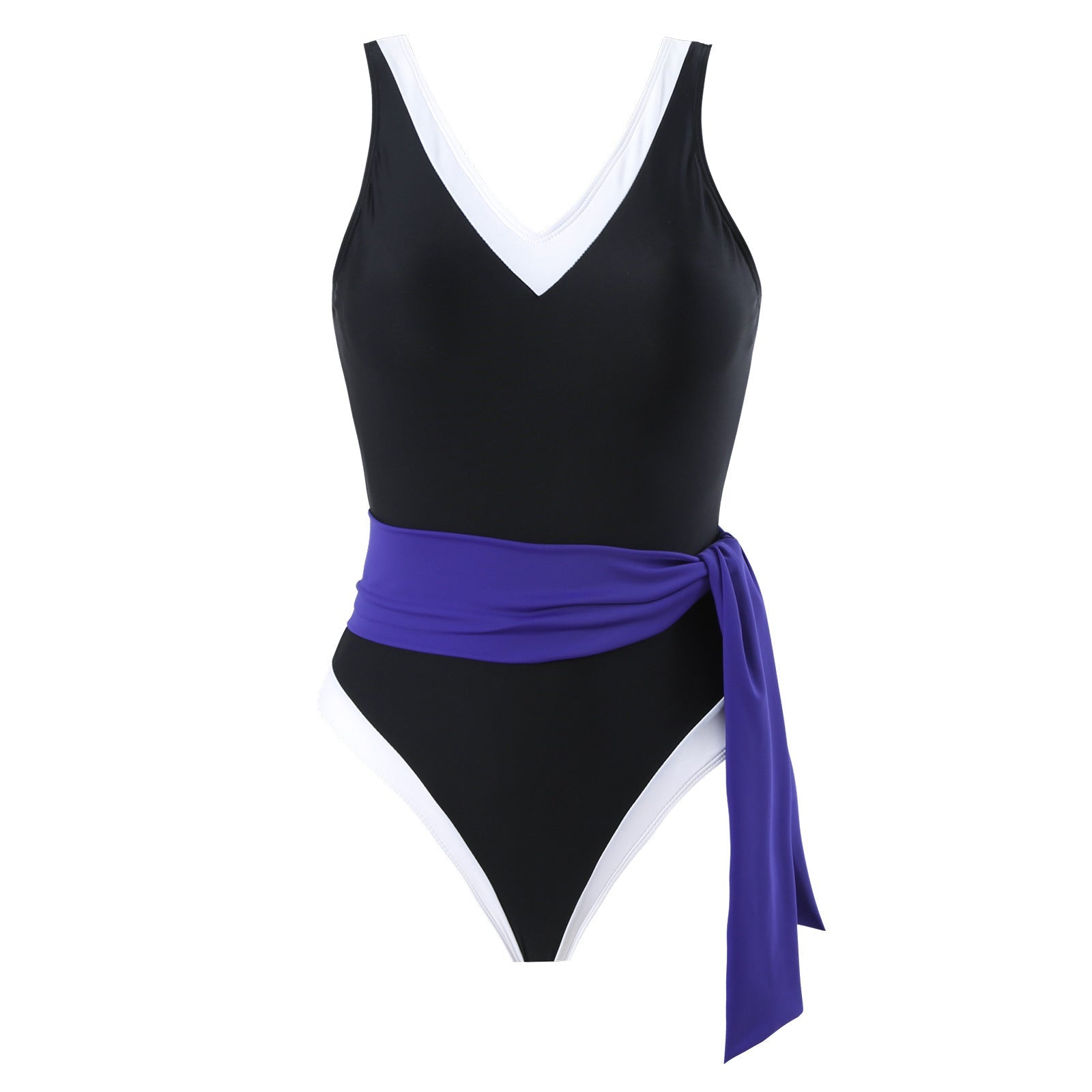 Monokini Color Block Swimsuit With Slimming Skirt By Sinderella