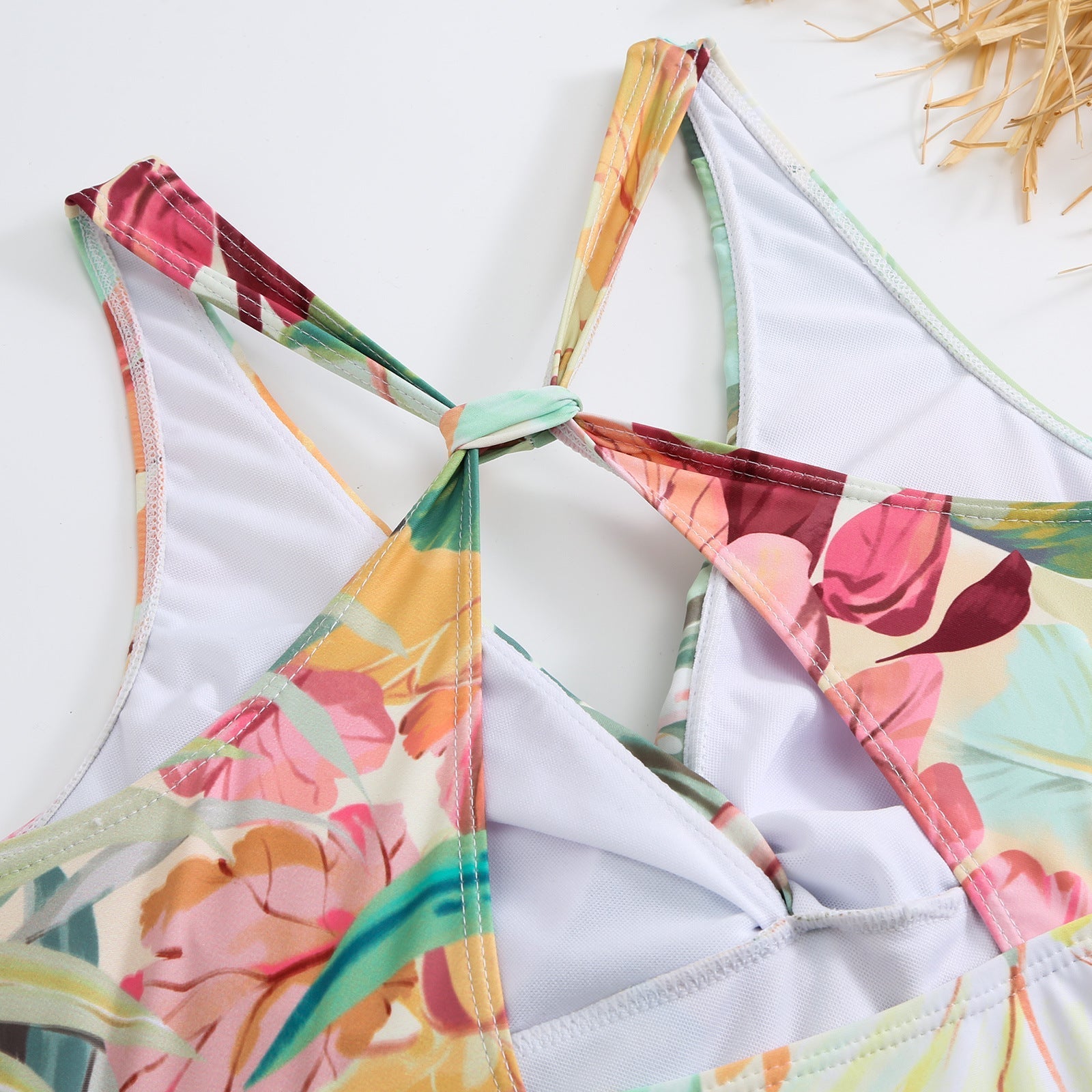 Monokini Criss Cross Back Floral Swimsuit With Short Sarong By Sinderella