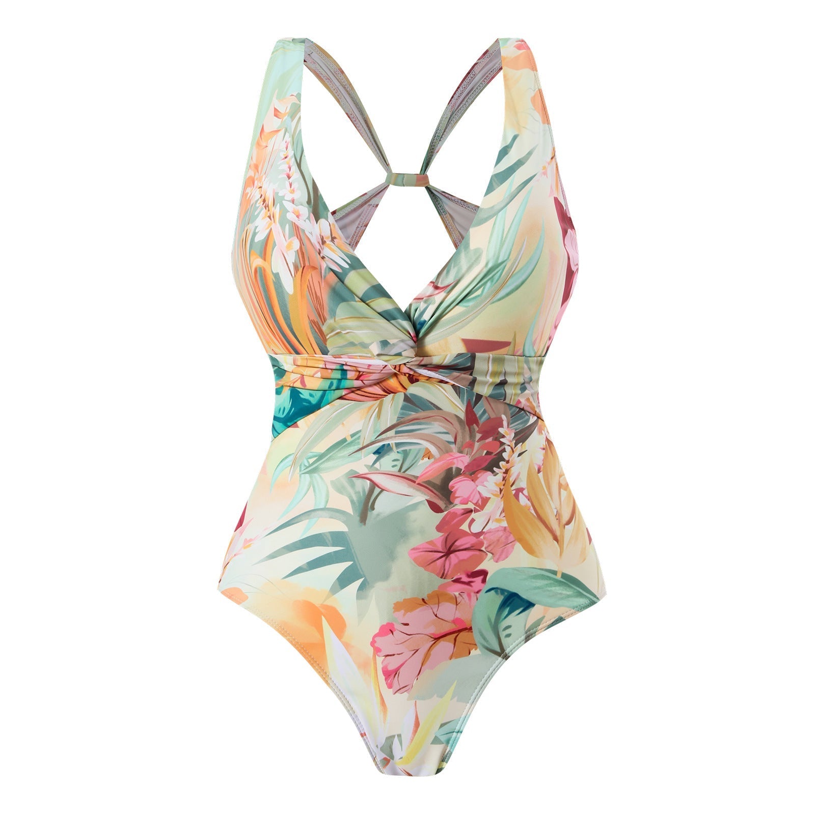 Monokini Criss Cross Back Floral Swimsuit With Short Sarong By Sinderella