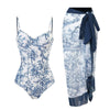 Monokini Sea Blue Swimwear with Sarong By Sinderella