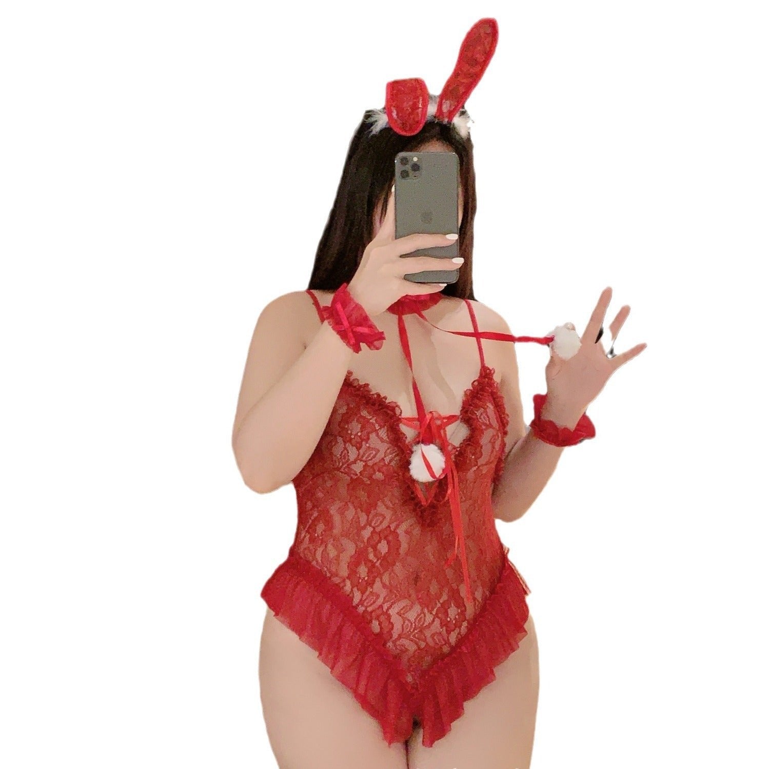 Fluffy & Fierce Plus-Size Lace Bunny Lingerie Set