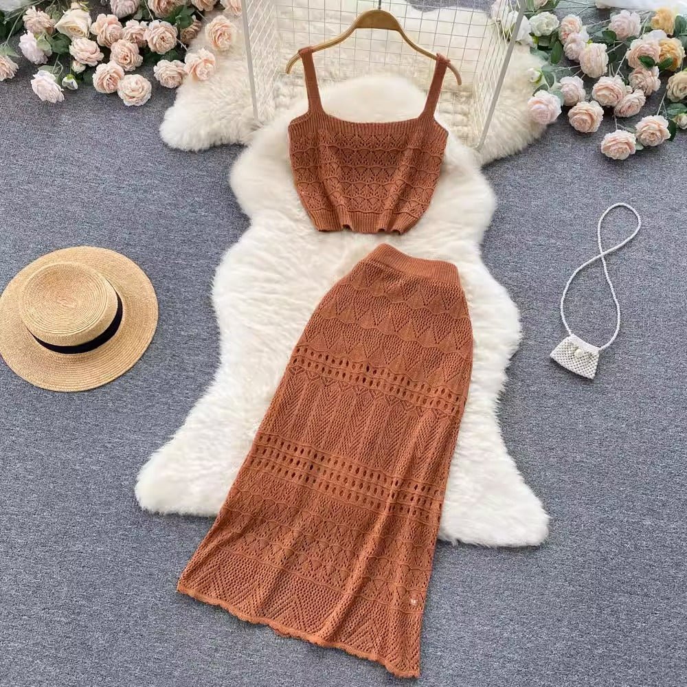 Reyna Two Piece Crochet Beach Co-ords Set