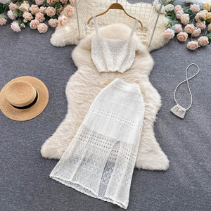 Reyna Two Piece Crochet Beach Co-ords Set