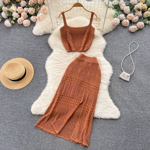 Reyna Two Piece Crochet Beach Co-ords Set