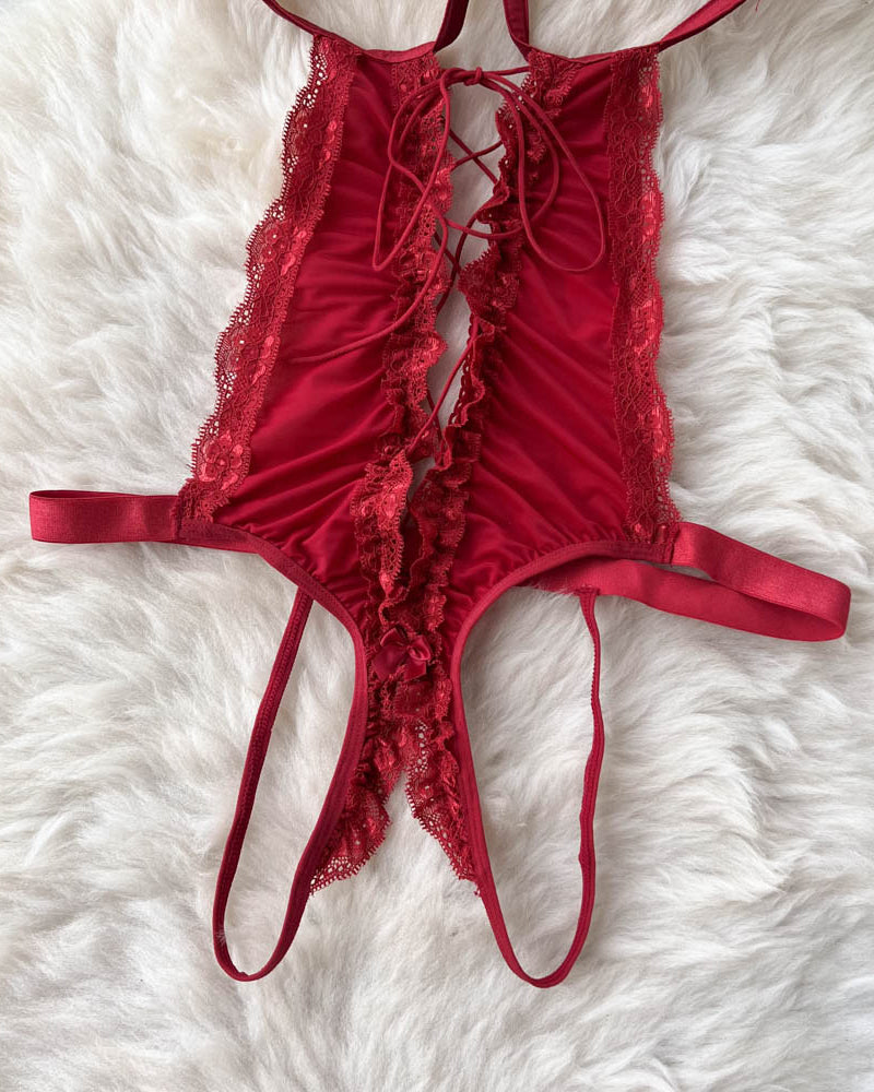 Spicy Lace One Piece Satin Lingerie