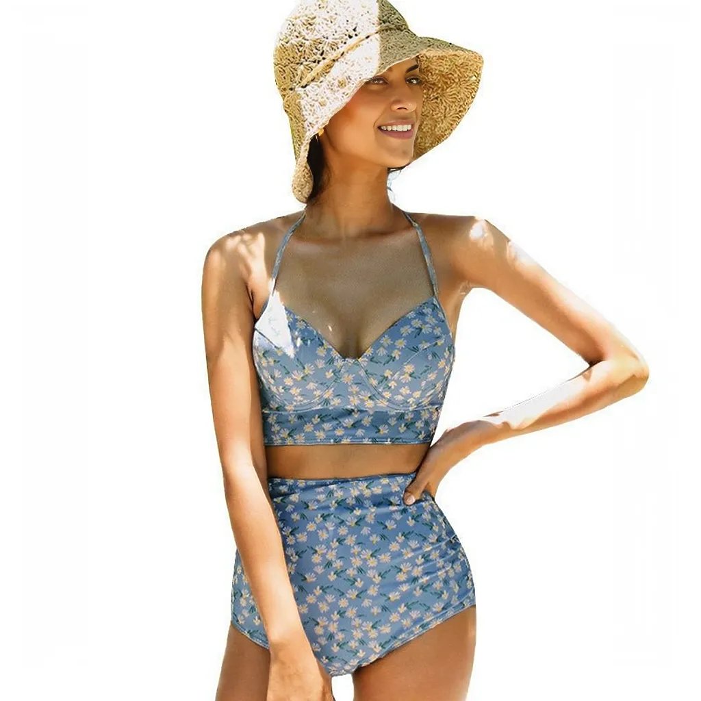 Samira Two Piece Floral High Waist Bikini Swim Suit Set