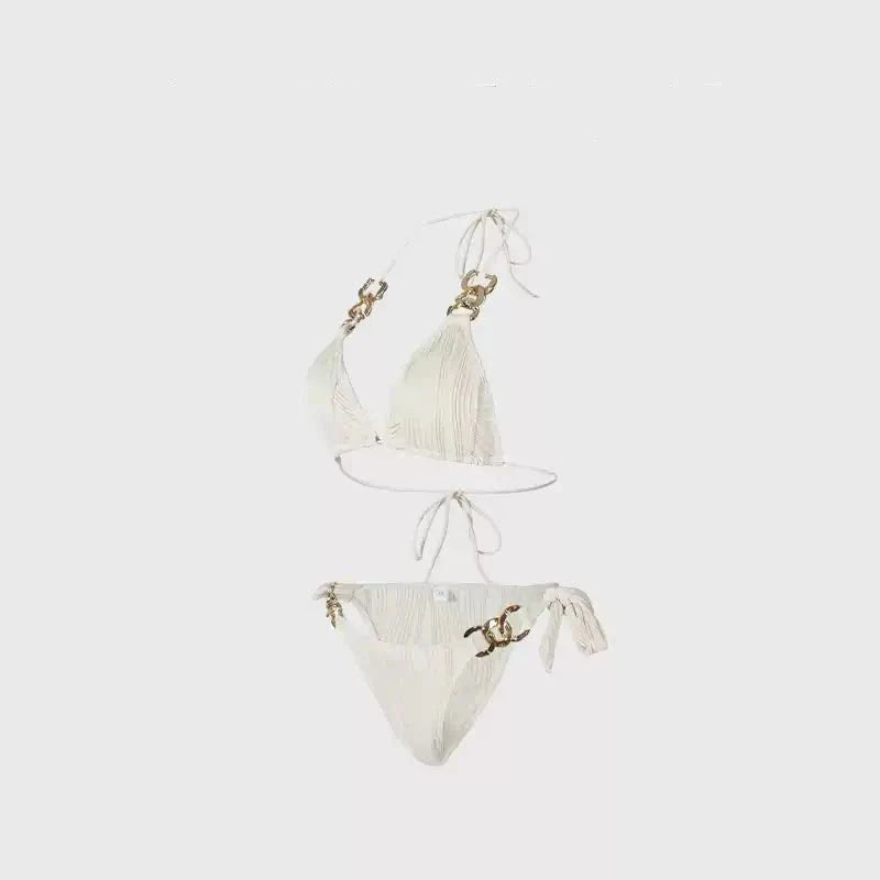 Two Piece Tie Up With Golden Rings Swimwear By Sinderella