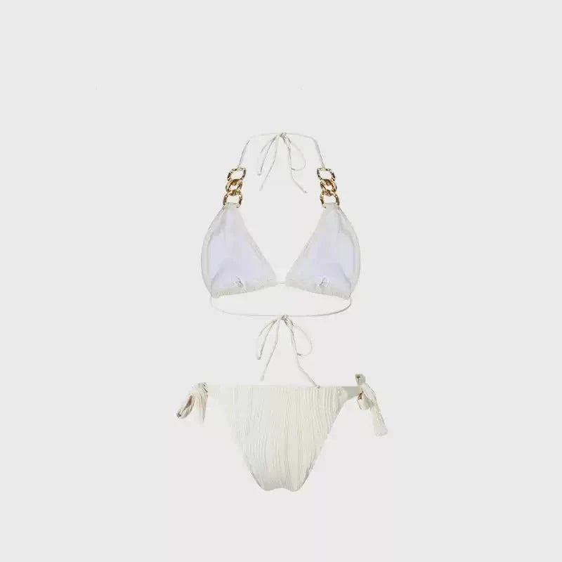 Two Piece Tie Up With Golden Rings Swimwear By Sinderella